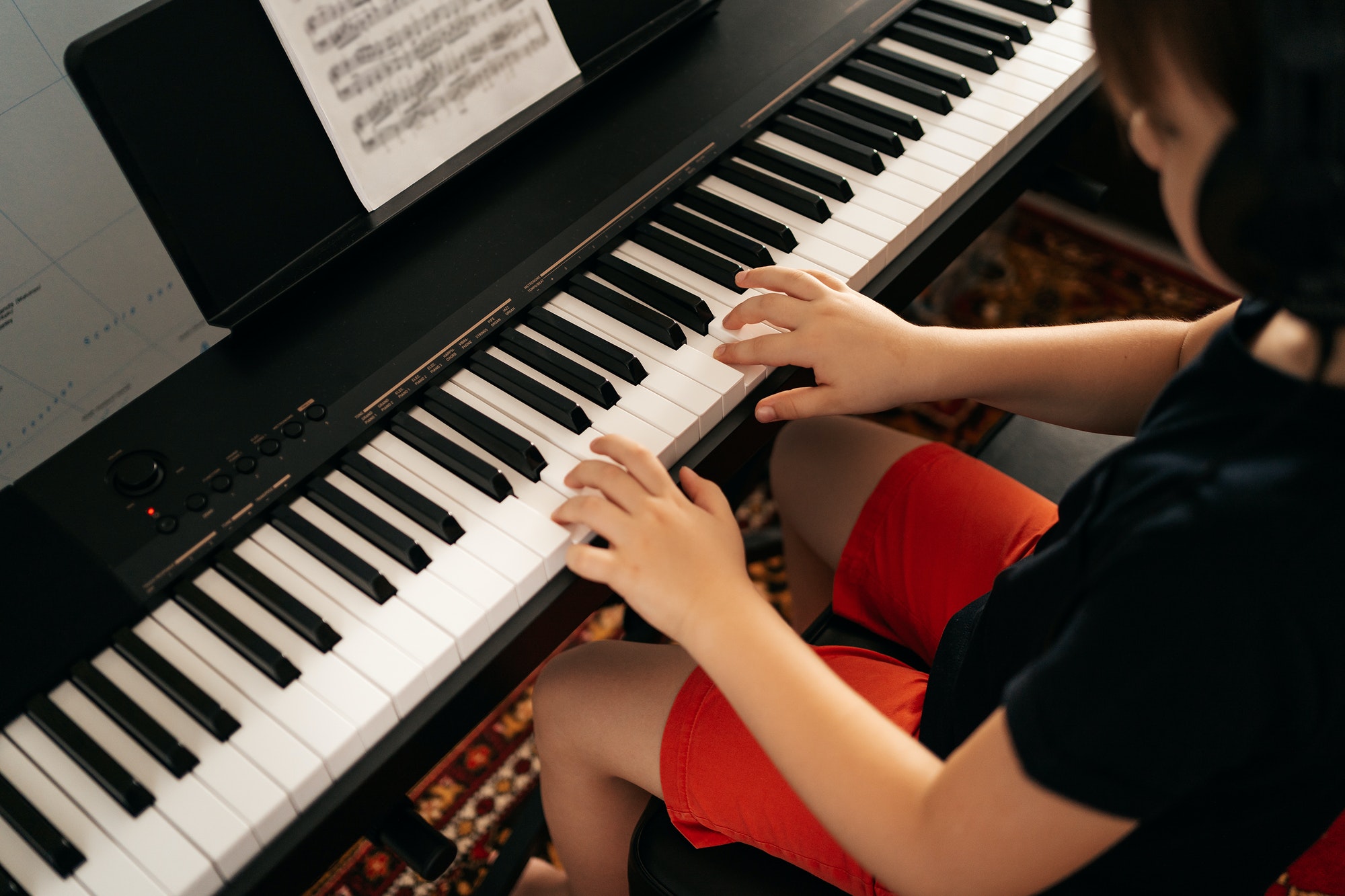 Student learning music